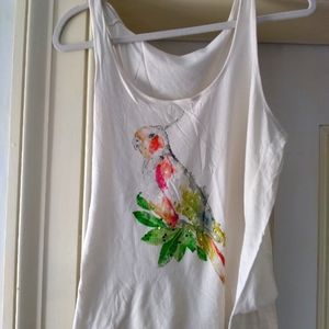 Beautiful sequin bird tank. Euc. Banana republic size m cream tank, topical bird